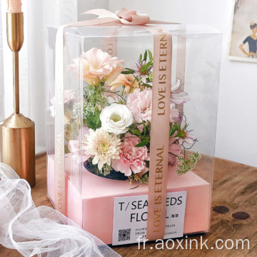 Bouquet d&#39;emballage de boîte à fleurs transparente avec fenêtre PVC